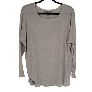 Groceries womens medium large gray semi sheer scoop neck long sleeve tunic top